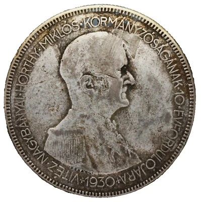 Hungary 5 Pengo 1930 Silver Coin (XF) - Image 1 of 2