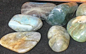 Labradorite spectrolite 2 Lrg Tumbled blue flame / multi color stones 1 - 1 1/4" - Picture 1 of 1