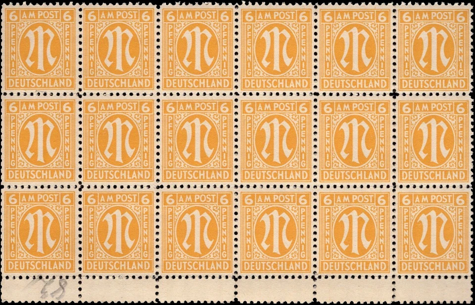 SAVOYSTAMPS - Germany-Allied Issued Occupational Post WWll-6 P-Block of 18-MINT - Image 1 of 1