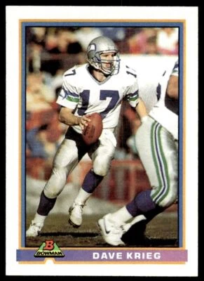 1991 Bowman #500 Dave Krieg - Seattle Seahawks - Image 1 of 2