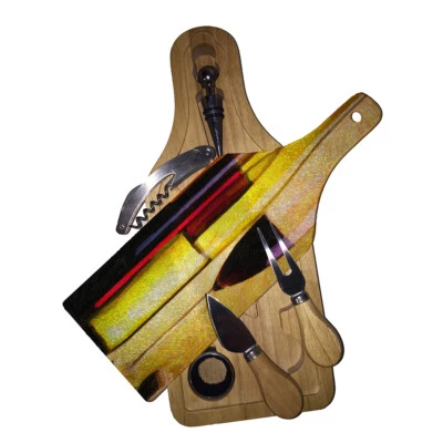 Cutting Board Wine and Glass Cheese Board Gift Set Wine Time - Image 1 of 3