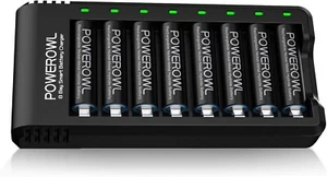 Rechargeable Batteries AA with 8 Bay Battery Charger, USB High-Speed Charging, I - Picture 1 of 6