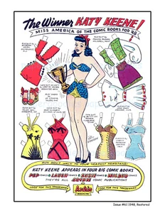 3 stampe bambole di carta: fumetti Katy Keene - 1948-primi anni '50 restaurata #3041 - Foto 1 di 3