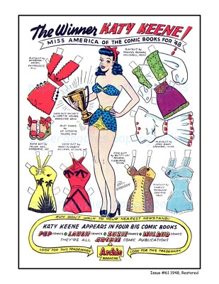 FORGET-ME-NOT PUBLISHING 3 Paper Doll Prints: Katy Keene Comics- 1948-early 50s Restored #3041