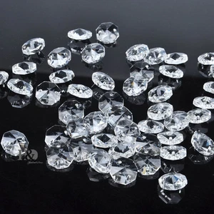 50Pcs14mm DIY Crystal Glass Clear Chandelier Part Prism Octagon Beads Wedding - Picture 1 of 3