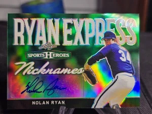 2018 NOLAN RYAN LEAF Metal Nickname AUTO Emerald Green Prismatic Auto 3/5 - Picture 1 of 5