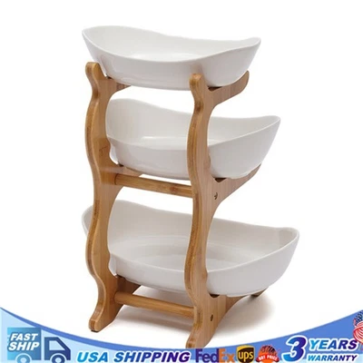 3-Layer Fruit Tray Storage Rack Vegetables Snacks Storage Plate Holder White NEW - Image 1 of 4