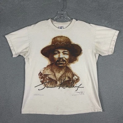 Camiseta De Colección Jimi Hendrix Para Hombre Grande Marfil La Montaña 1995 Puntada Única Delta Foto 1 de 4