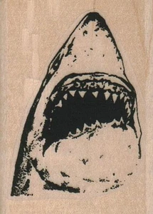 Shark Head/Small 1 1/2 x 2" Mounted Rubber Stamp, Sea and Ocean Stamp, Shark - Picture 1 of 1