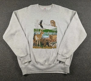 Sudadera De Colección Años 90 Animales Naturales Para Hombre Talla XL Búho Oso Alce Águila Ciervo - Imagen 1 de 11