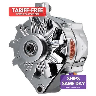 Powermaster 8-37101, One Alternator Fits Ford 100A Upgrade W/1V Pulley Chrm  - Image 1 of 4