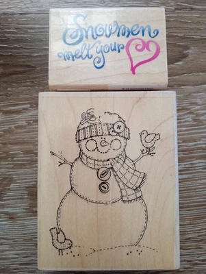 Лот из 2 рождественских деревянных марок страна снеговик изготовление рождественских открыток - Изображение 1 из 2