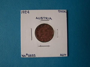 AUSTRIA COINS 1924 YEAR 200 KRONEN NICE COPPER-NICKEL COIN. - Picture 1 of 2
