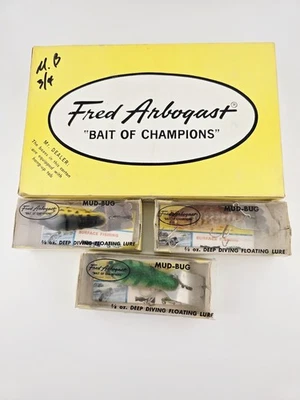 (8) Arbogast Mud-Bug Lot, New Old Stock, Rare Colors!  - Image 1 of 4