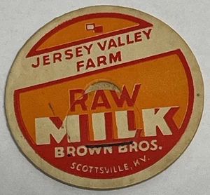 Tappo bottiglia latte vintage JERSEY VALLEY FARM, Scottsville, KY Kentucky - Foto 1 di 2