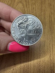 Moneda San Marine firma 500 libros 1991 Olimpiadas 1992 plata SM1 - Imagen 1 de 2