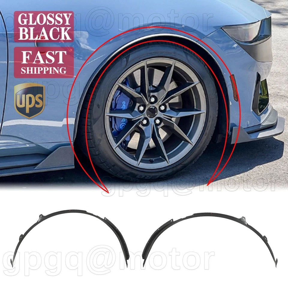 Kit de extensión de destello guardabarros delantero negro brillante para Ford Mustang GT S650 2024-2025 Foto 1 de 4