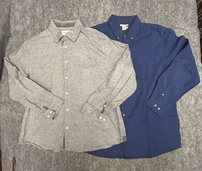 2 Углерода 2 кобальта мужские рубашки на пуговицах синий пуантилизм серый елочка большой - Изображение 1 из 4