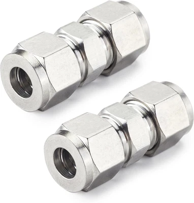 Metalwork Metric 304 Stainless Steel Compression Tube Fitting, Union, W/Double F - Image 1 of 4
