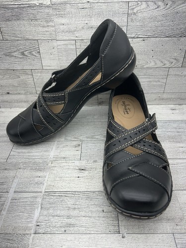 Scarpe mocassino Clarks Ashland Spin Q da donna taglia 9M in pelle nera marrone chiaro
