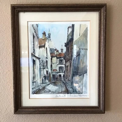 Original Vintage Watercolor Artwork of Paris Signed by Artist R. Clauzier - Image 1 of 4