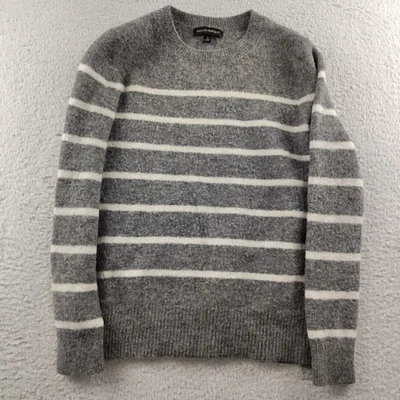 Banana Republic Wool Alpaca Sweater Gray Striped Women's Small Preppy Academia - Image 1 of 4