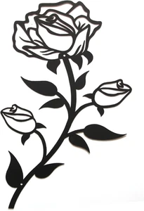 Black Metal Rose Flower Wall Decor for Bathroom,15“H Metal Cute Floral Wall Art - Picture 1 of 12