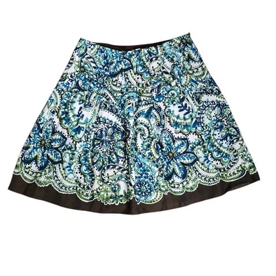 Charter Club Skirt Womens Size 16 Green Blue Floral Pleated Linen Silk Blend - Image 1 of 4