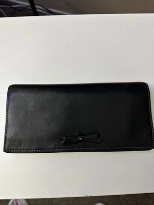J. Crew Black Leather BowTie Long Bifold Women's Wallet - Image 1 of 4