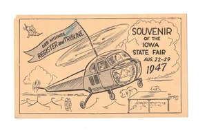 1947 Iowa State Fair Hubschrauber Post Souvenir Postkarte - Bild 1 von 2