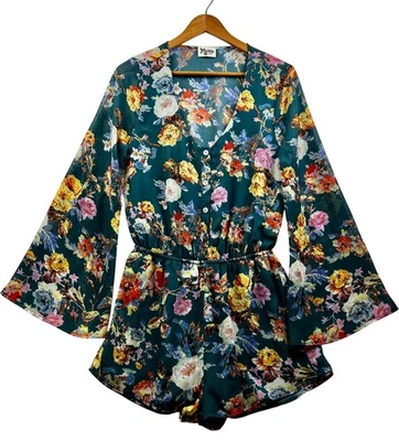 Show Me Your Mumu Mameluco Mujer Grande Bloomcore Boho Chic Mangas Campana Festival Foto 1 de 4