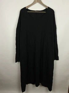 Grizas Women's Black Oversize Cotton/Wool Maxi Dress Sz XL/XXL - Picture 1 of 12