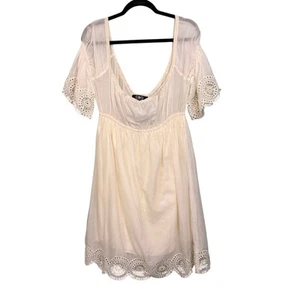 Vintage D&G Dolce & Gabbana Mini Babydoll Dress 1 Cream Lace Sheer Top Boho Chic - Picture 1 of 10