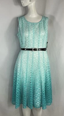 Vestido Chetta B Feminino 6 Azul Renda Sem Mangas Linha A Transparente - Imagem 1 de 2