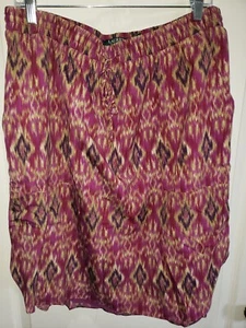 womens PLUS size 1X RALPH LAUREN SKIRT purple tan ELASTIC WAIST pockets - Picture 1 of 1