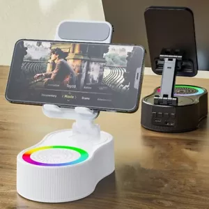 360° Rotating Phone Stand with Bluetooth Speaker & RGB Lights – Hi-Fi Sound - Picture 1 of 6