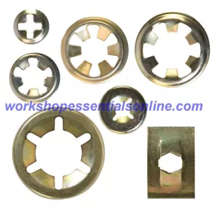 Flat Clips Steel Push On Starlock Washers Round & Rectangle 2.4-10mm 3/32"-3/8" - Picture 1 of 10