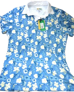 Neu mit Etikett Tipsy Elves Herren Golf Polo Knopf blau Botanik Hemd Tukan Druck Größe XL - Bild 1 von 6