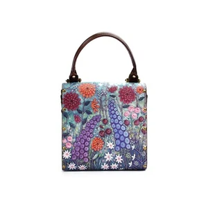 Handgefertigte Tasche mit Holzseitenteilen, Fiori Tote: A Symphony of Summer Colors - Bild 1 von 1