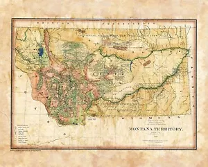 "Montana Territory 1883" Lisa Middleton künstlerisch verbesserte historische Karte - Bild 1 von 1