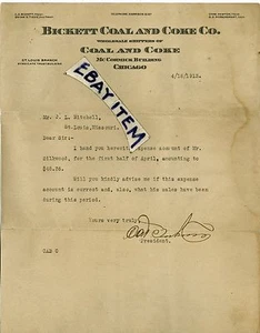 1913 BERGBAU BRIEFKOPF Bickett Kohle Cola ST LOUIS CHICAGO Tighe Newton Rosengran - Bild 1 von 1