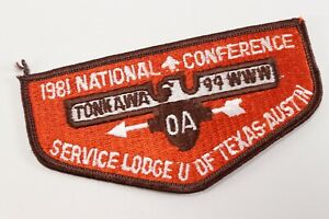 Vtg Orange 1981 NOAC Tonkawa 99 OA Order Arrow WWW Boy Scouts America Flap Patch
