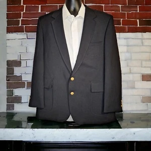Vintage Sears Blazer Sport Coat Mens 46R Black Gold Button Half Lined - Picture 1 of 9