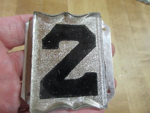 Vintage Antique  Glass & Aluminum Reflective House Number 2 Cover