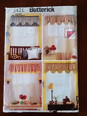 BUTTERICK PATTERN - 3421 CURTAIN REVERSABLE VALANCE WINDOW TREATMENT DECOR UNCUT - Image 1 of 2