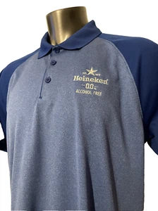 Heineken 00 Alcohol-Free Embroidered Logo Blue Golf Polo Shirt Men's Size 2XL - Picture 1 of 10