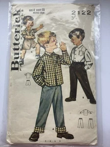 Vintage 1960s Butterick Pattern 2122 Boys' Pants & Sport Shirt Chest 23" P-CUT - Picture 1 of 2