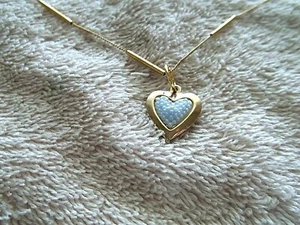 signed ACCENTS BY HALLMARK Heart Pendant, Gold Tone Metal, White Textured - Picture 1 of 4