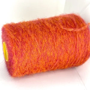 Fire Red MULTICOLOR MOHAIR FLUFFY Yarn on Cone LACE WEIGHT for Knitting Crafts - Picture 1 of 3