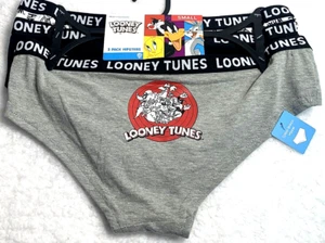 Looney Tunes Women's Hipsters Underwear Size Small 3-Pack Black/Gray/White - Picture 1 of 8